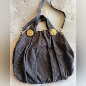 Gucci Dark Brown Monogram Canvas Shoulder Bag